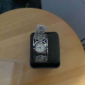 Fossil Silver Watch with Intricate Band